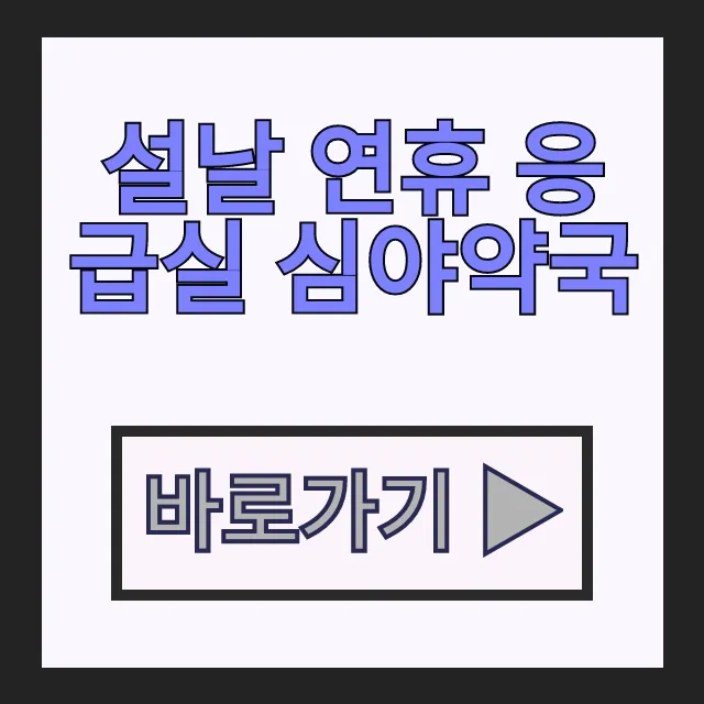 2026 설날 연휴 응급실 심야약국 문 연 병원 찾기 2026 설날 연휴 응급실 심야약국 문 연 병원 찾기