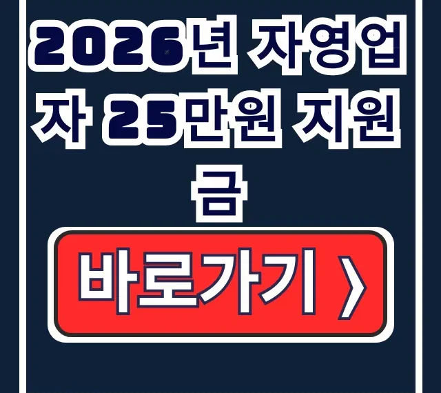 2026년 자영업자 25만원 지원금 신청 방법 2026년 자영업자 25만원 지원금 신청 방법
