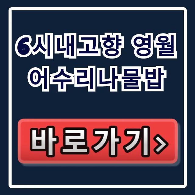 6시내고향 영월 어수리나물밥 단종 수라상 식당 총정리