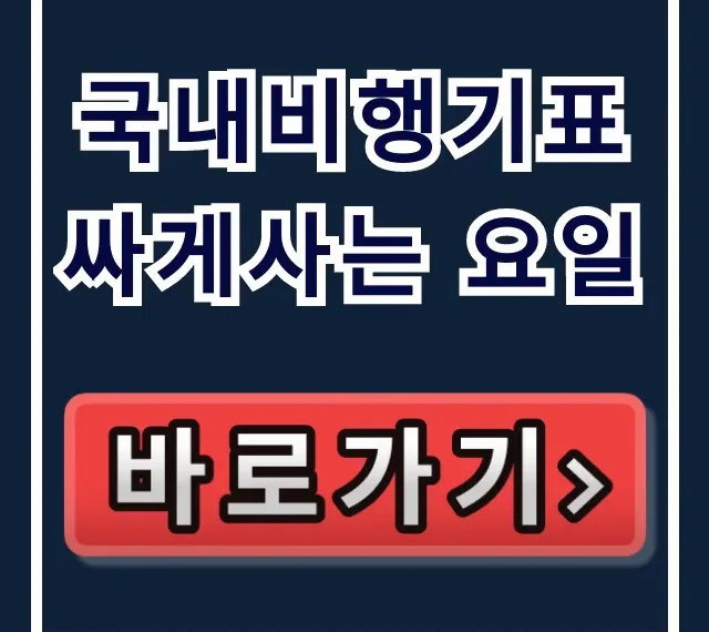 국내비행기표 싸게사는 요일: 최저가 꿀팁 총정리