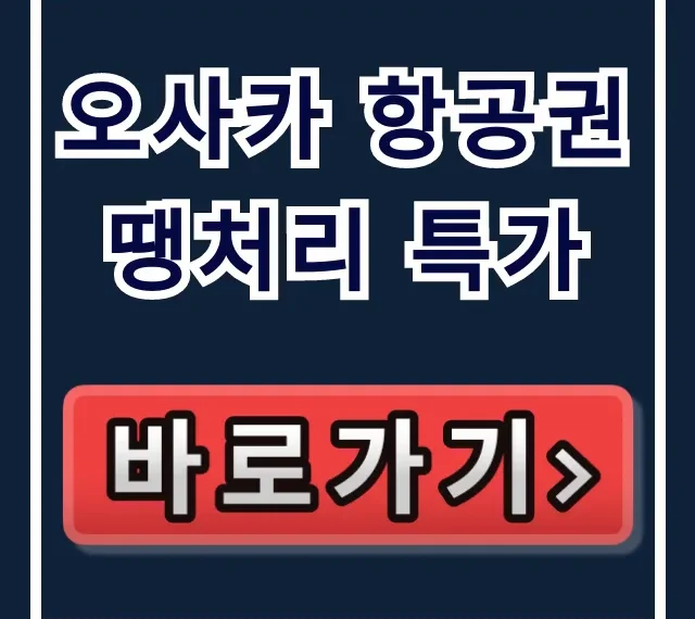 오사카 항공권 땡처리 특가 최저가 예약 꿀팁
