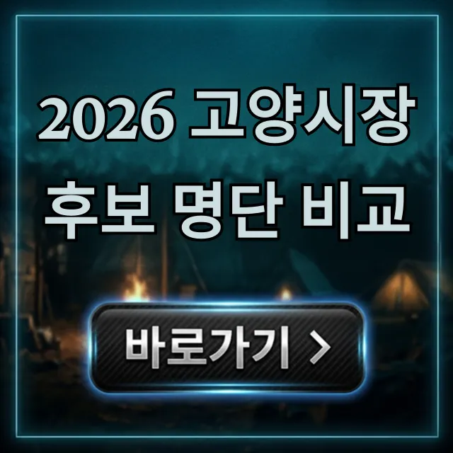 2026 고양시장 후보 명단 비교: 공약, 지지율 총정리