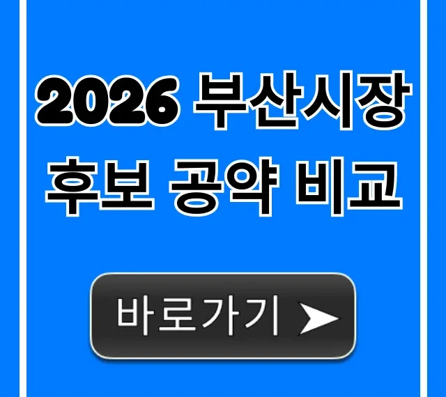 2026 부산시장 후보 공약 비교 내 삶 바꿀 핵심