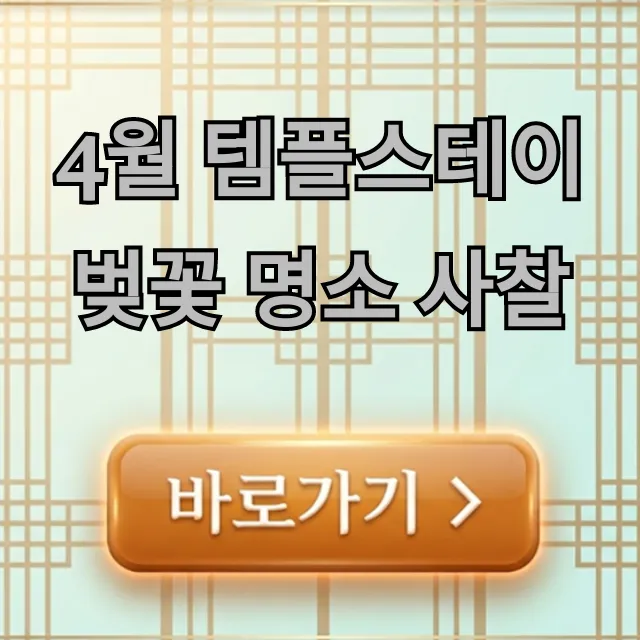 4월 템플스테이 벚꽃 명소 사찰! 예약 꿀팁 총정리