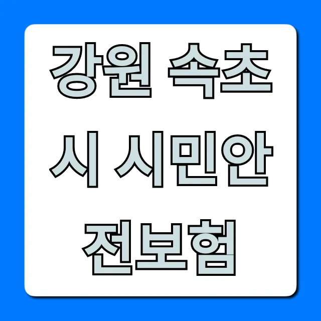 강원 속초시 시민안전보험, 이런 혜택까지? 완벽 가이드!
