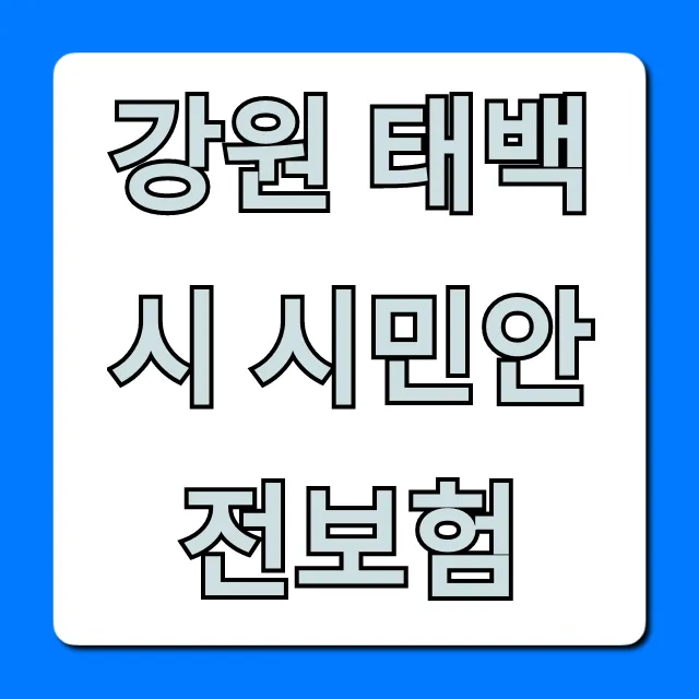 강원 태백시 시민안전보험 혜택과 신청 꿀팁 강원 태백시 시민안전보험 혜택과 신청 꿀팁