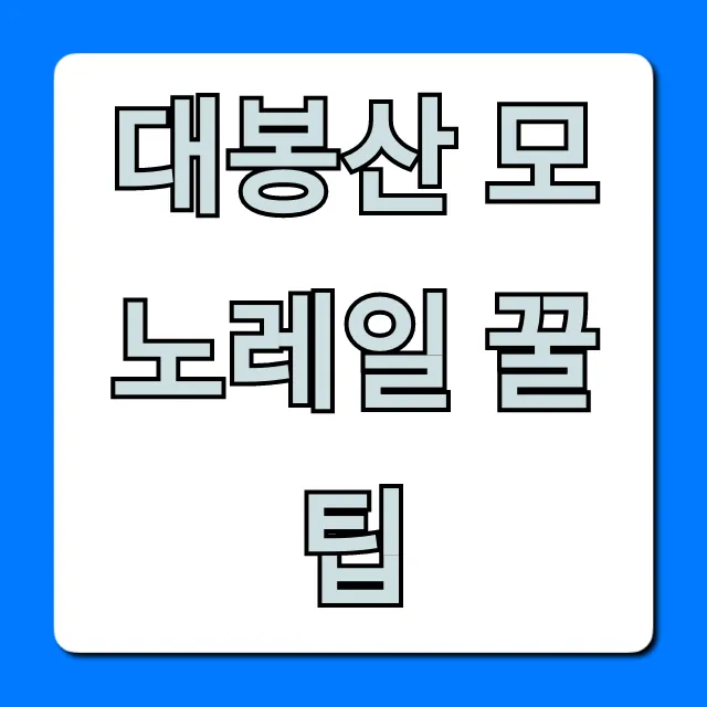 대봉산 모노레일 꿀팁! 예약부터 가격까지 완벽 가이드