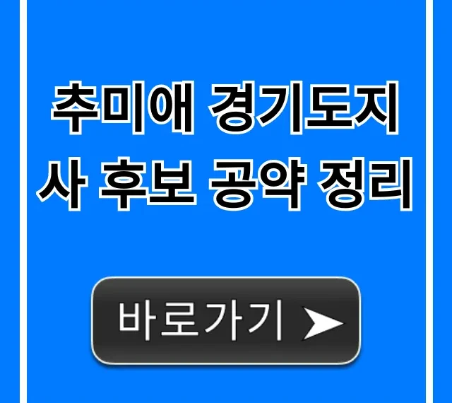 추미애 경기도지사 후보 공약 정리: 핵심 정책 총정리