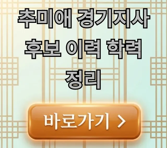 추미애 경기지사 후보 이력 학력 정리, 재산 가족 모든 것