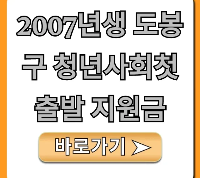 2007년생 도봉구 청년사회첫출발 지원금 신청 방법 총정리