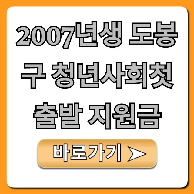 2007년생 도봉구 청년사회첫출발 지원금 신청 방법 총정리