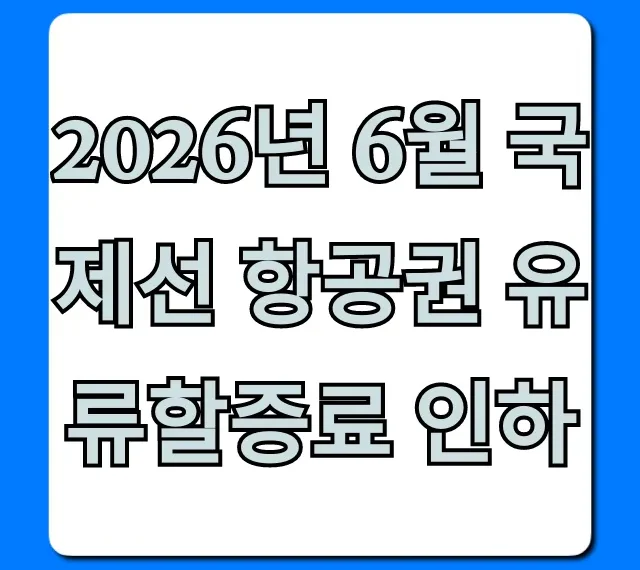 2026년 6월 국제선 항공권 유류할증료 인하 총정리