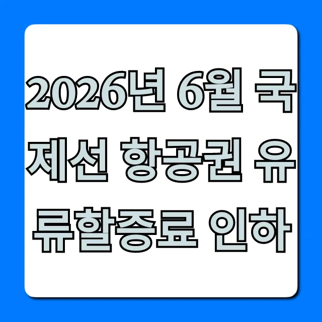 2026년 6월 국제선 항공권 유류할증료 인하 총정리