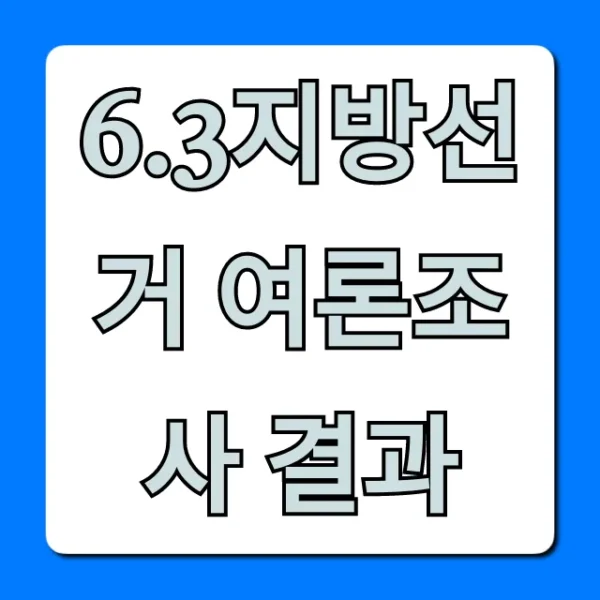 6.3지방선거 여론조사 결과 총정리: 최종 지지율 분석!