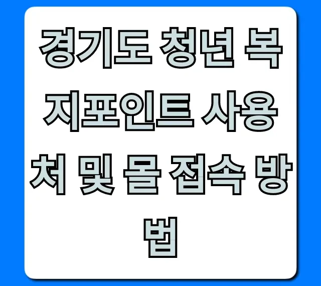 경기도 청년 복지포인트 사용처 및 몰 접속 방법 총정리