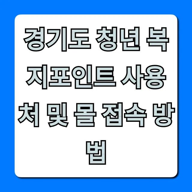 경기도 청년 복지포인트 사용처 및 몰 접속 방법 총정리