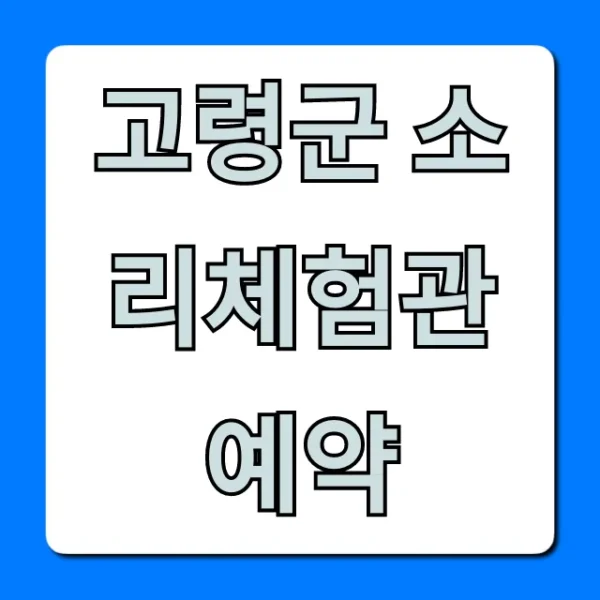 고령군 소리체험관 예약 총정리