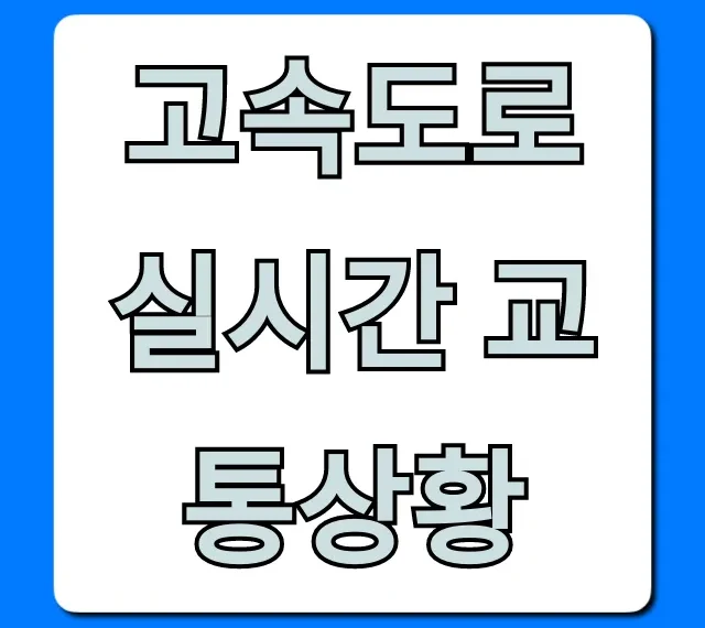 고속도로 실시간 교통상황 막힘 없이 확인!