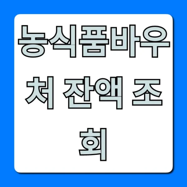 농식품바우처 잔액 조회: 사용처와 확인 방법 완벽정리