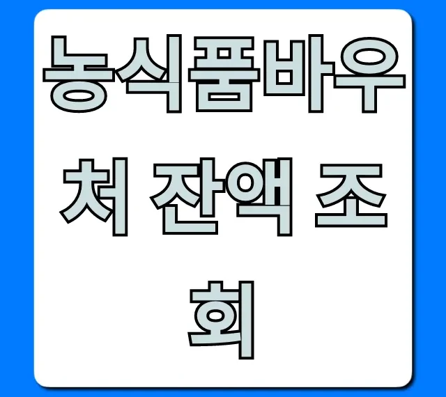 농식품바우처 잔액 조회: 사용처와 확인 방법 완벽정리