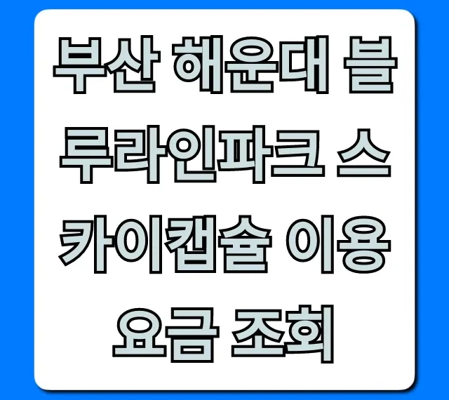 부산 해운대 블루라인파크 스카이캡슐 이용 요금 조회 총정리