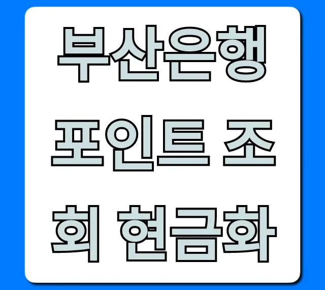 부산은행 포인트 조회 현금화 총정리