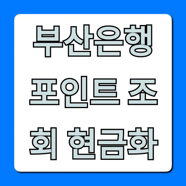 부산은행 포인트 조회 현금화 총정리
