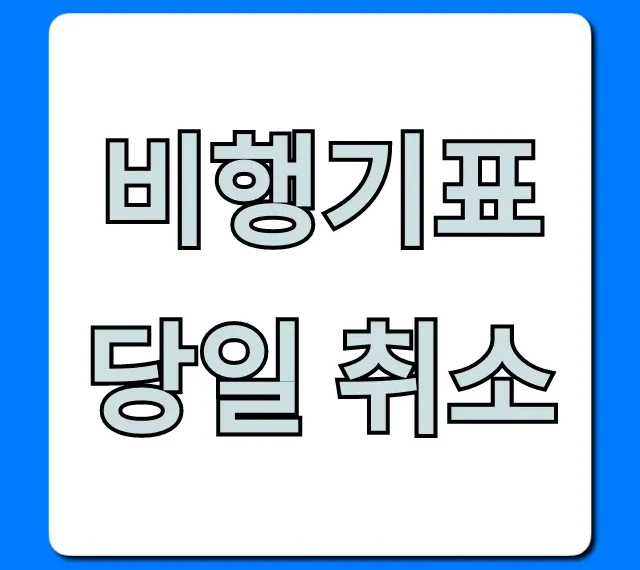 비행기표 당일 취소 꿀팁! 환불 규정 및 수수료 총정리