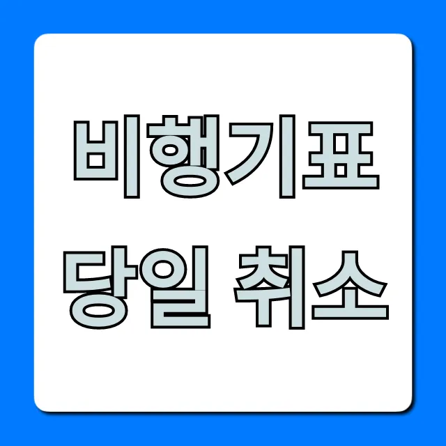 비행기표 당일 취소 꿀팁! 환불 규정 및 수수료 총정리