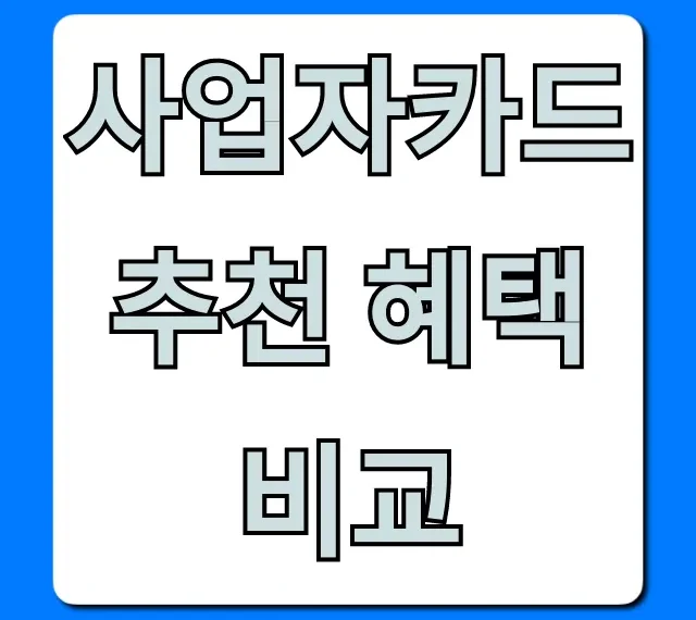 사업자카드 추천 혜택비교, 2024 절세 꿀팁 총정리