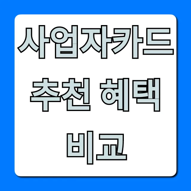 사업자카드 추천 혜택비교, 2024 절세 꿀팁 총정리