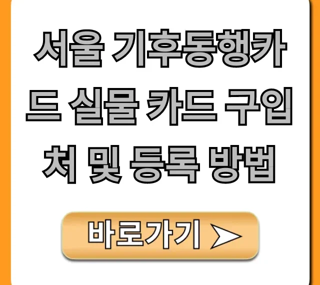 서울 기후동행카드 실물 카드 구입처 및 등록 방법 완벽 가이드