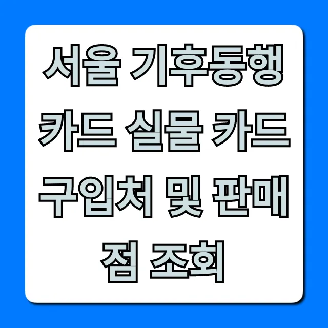 서울 기후동행카드 실물 카드 구입처 판매점 총정리