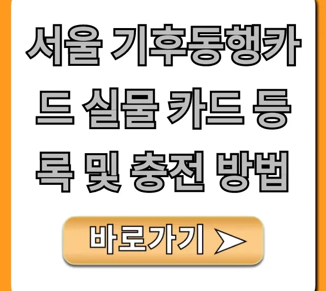 서울 기후동행카드 실물 카드 등록 및 충전 방법 꿀팁