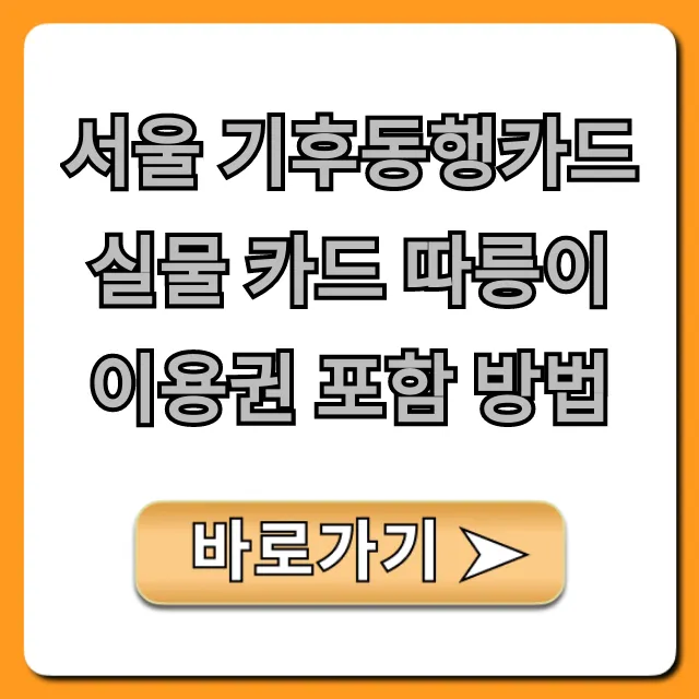 서울 기후동행카드 실물 카드 따릉이 이용권 포함 방법 꿀팁