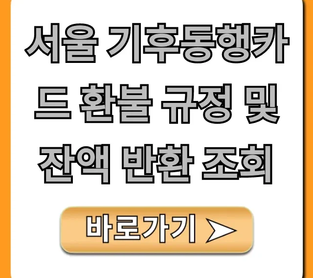 서울 기후동행카드 환불 규정 및 잔액 반환 조회 꿀팁