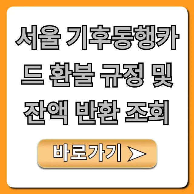 서울 기후동행카드 환불 규정 및 잔액 반환 조회 꿀팁