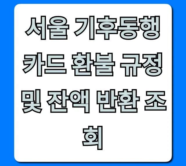 서울 기후동행카드 환불 규정 및 잔액 반환 조회, 손해없이!