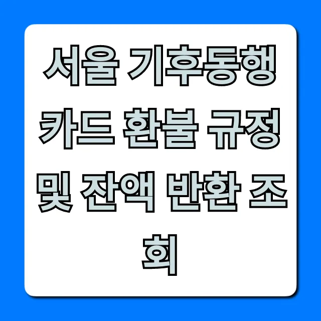서울 기후동행카드 환불 규정 및 잔액 반환 조회, 손해없이!