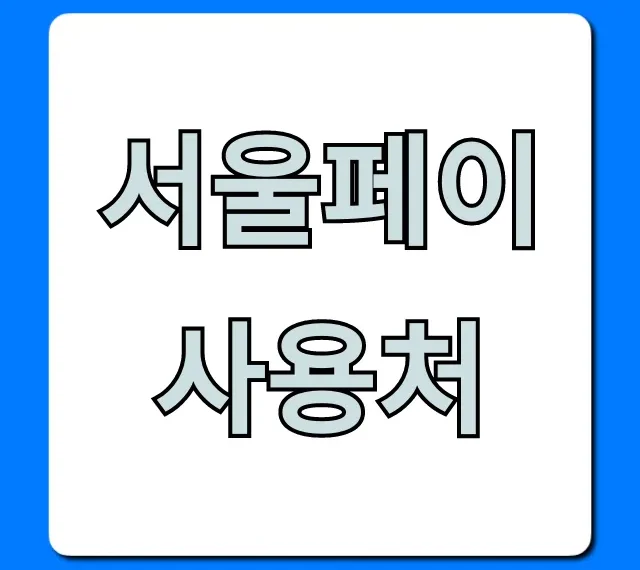 서울페이 사용처 2024 할인 혜택 총정리
