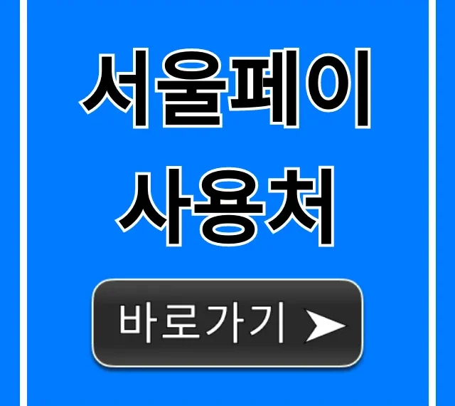 서울페이 사용처 총정리: 가맹점 조회 꿀팁