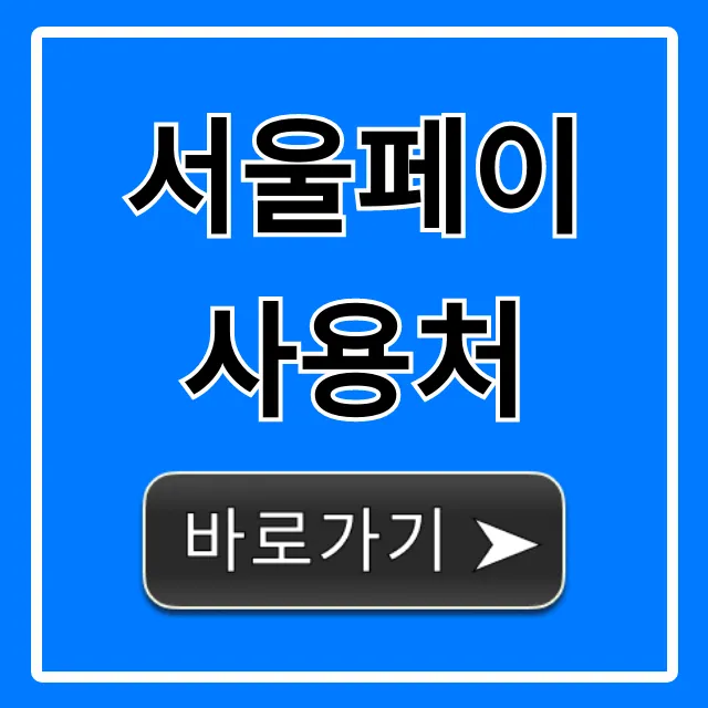 서울페이 사용처 총정리: 가맹점 조회 꿀팁
