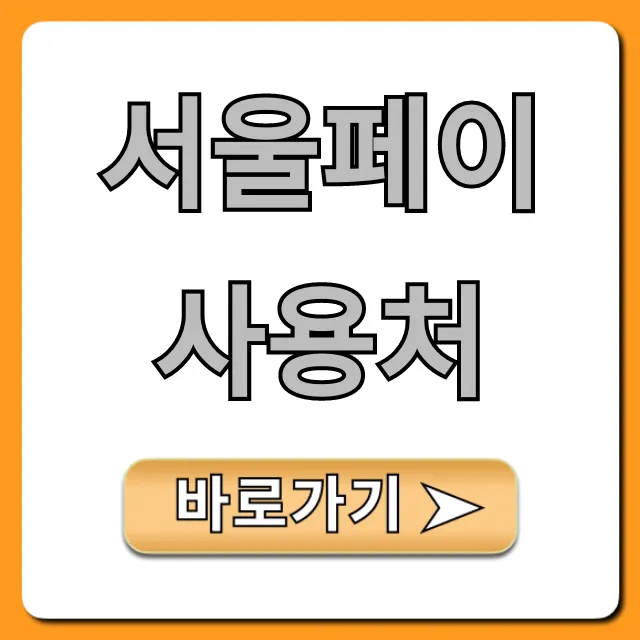 서울페이 사용처 총정리: 가맹점 조회 꿀팁