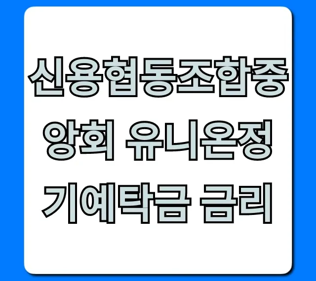 신용협동조합중앙회 유니온정기예탁금 금리 최신 총정리