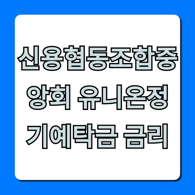 신용협동조합중앙회 유니온정기예탁금 금리 최신 총정리 신용협동조합중앙회 유니온정기예탁금 금리 최신 총정리