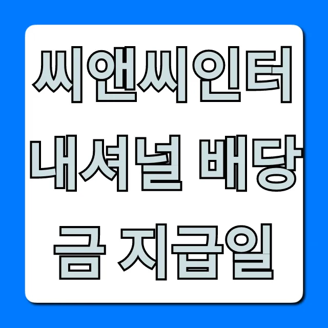 씨앤씨인터내셔널 배당금 지급일: 조회 및 총정리