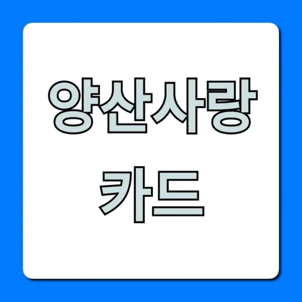 양산사랑카드 신청방법 및 혜택 총정리