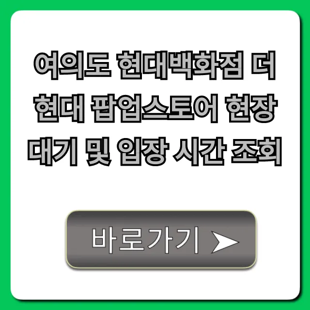 여의도 더현대 팝업스토어 대기 입장 시간 조회 (총정리)