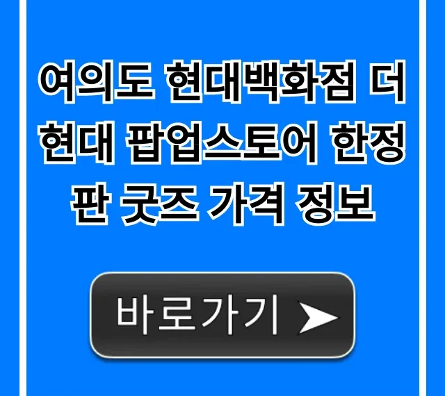 여의도 현대백화점 더현대 팝업스토어 한정판 굿즈 가격 정보 총정리