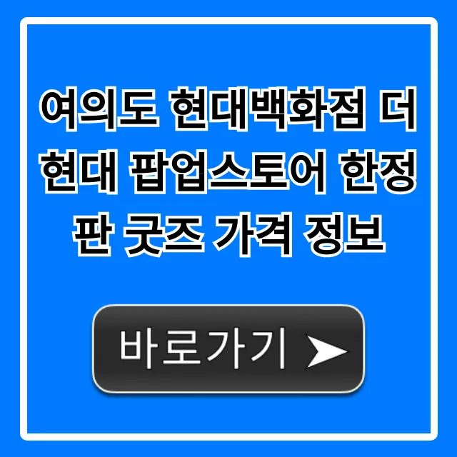 여의도 현대백화점 더현대 팝업스토어 한정판 굿즈 가격 정보 총정리